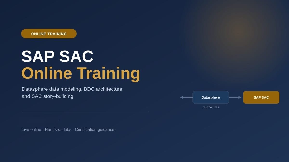 SAP SAC online training course overview covering SAP Datasphere and SAP Business Data Cloud