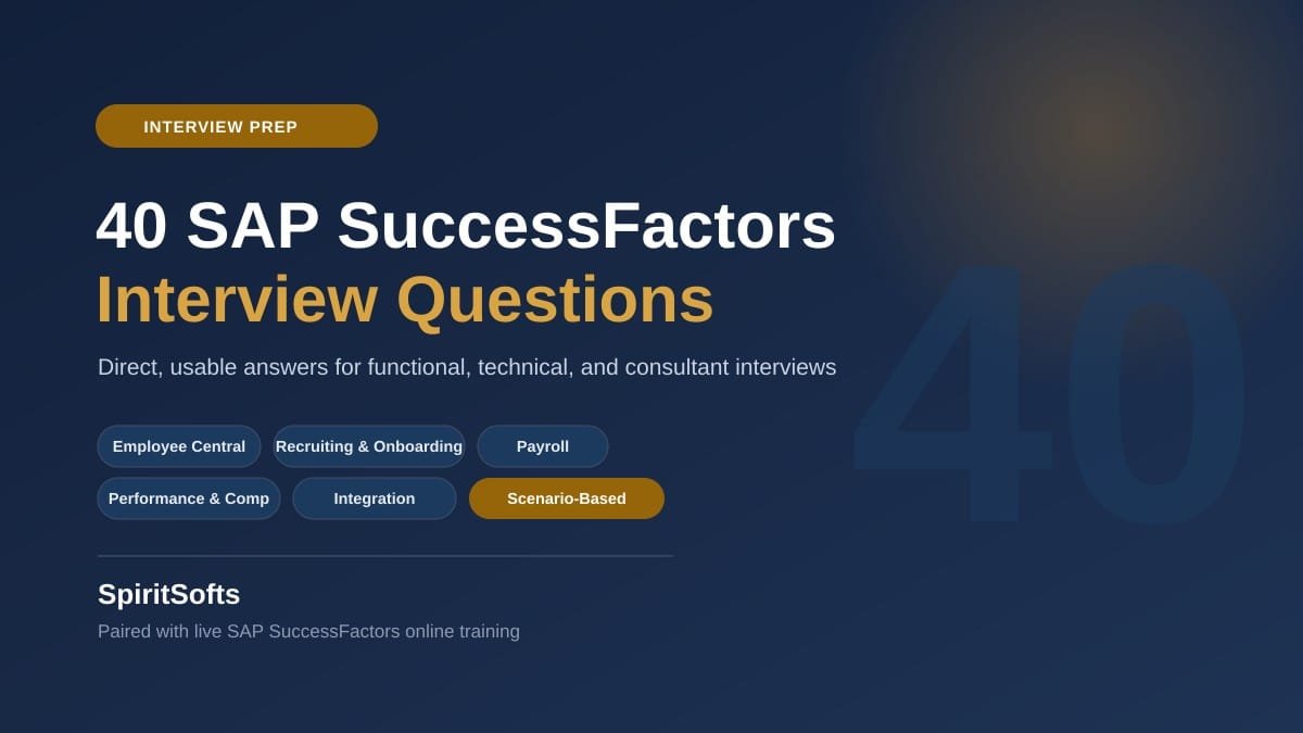 SAP SuccessFactors interview questions and answers guide covering Employee Central, Recruiting, and Payroll